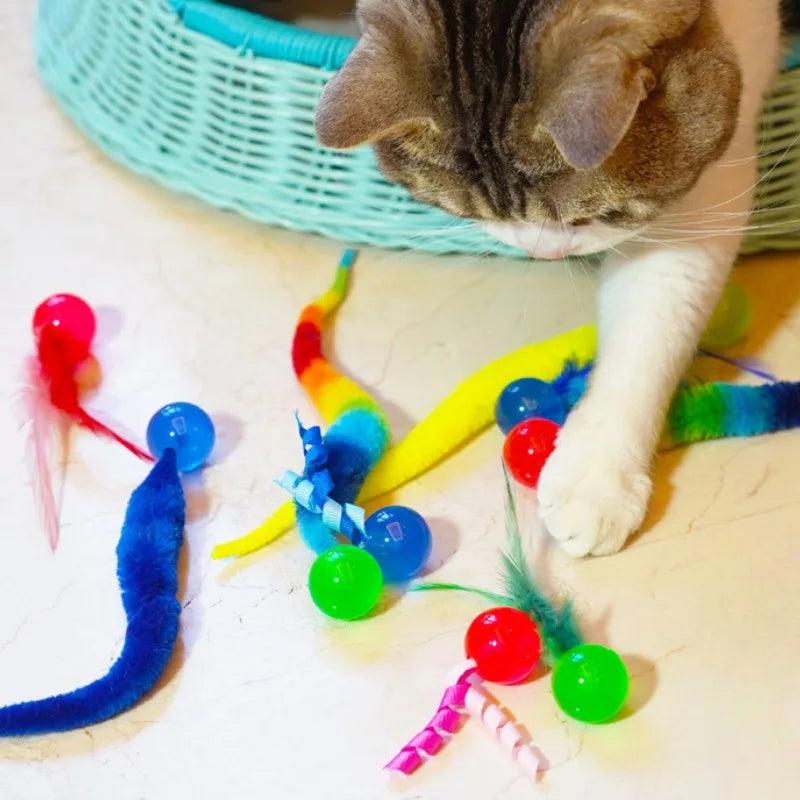 Set da 3 pezzi - Pallina elastica a nastro giocattoli per gatti