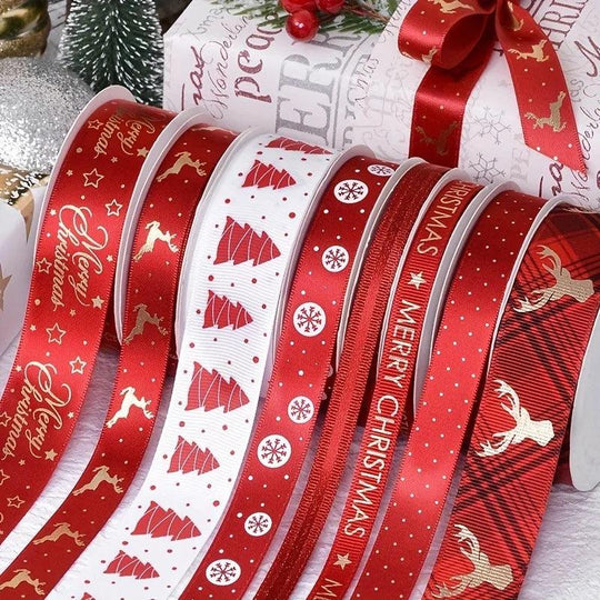 5 Yards Christmas Ribbon – Printed Polyester Ribbon for Decoration and DIY