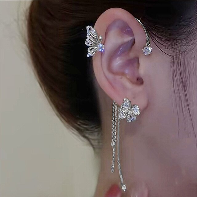 Orecchini a clip con farfalla scintillante – Look di lusso senza piercing alle orecchie