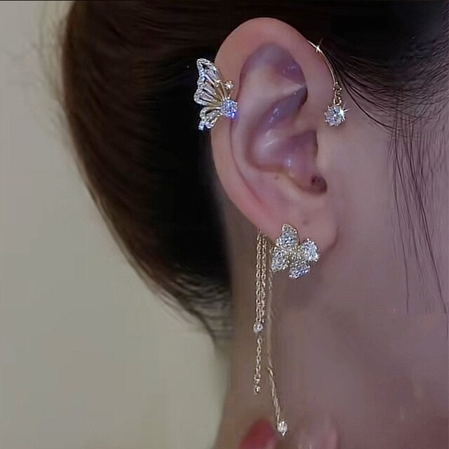 Orecchini a clip con farfalla scintillante – Look di lusso senza piercing alle orecchie