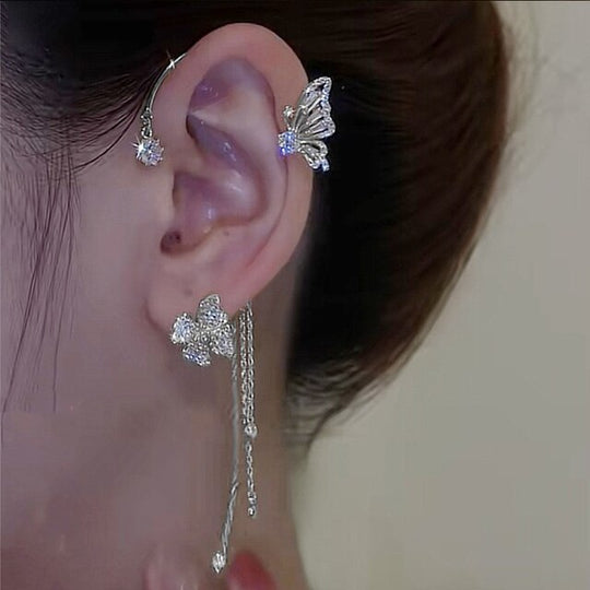 Orecchini a clip con farfalla scintillante – Look di lusso senza piercing alle orecchie