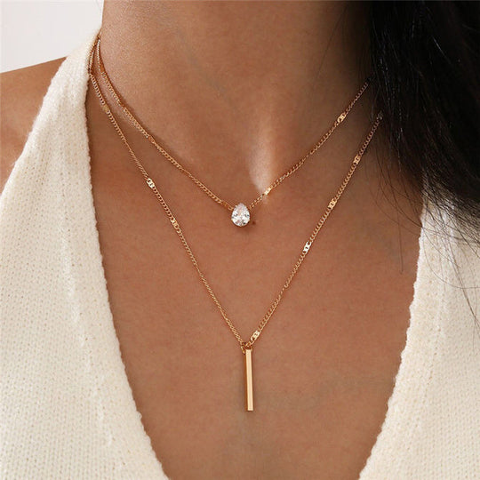 Collana con Ciondolo Dorato e Glitter per Collo