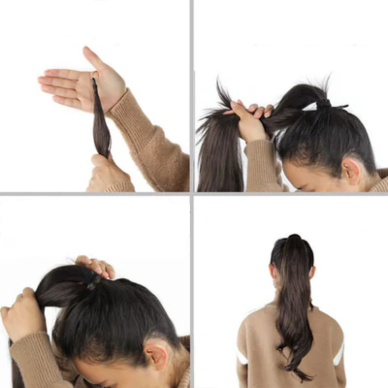 Paardestaart haarverlenging | lange dubbelgevlochten clip-in paardenstaart voor extra volume en volheid