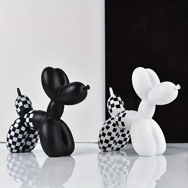 Figurina di cane palloncino a scacchi carina