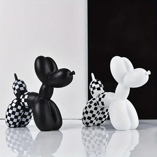 Figurina di cane palloncino a scacchi carina