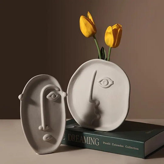 Ceramic Abstract Face Vase