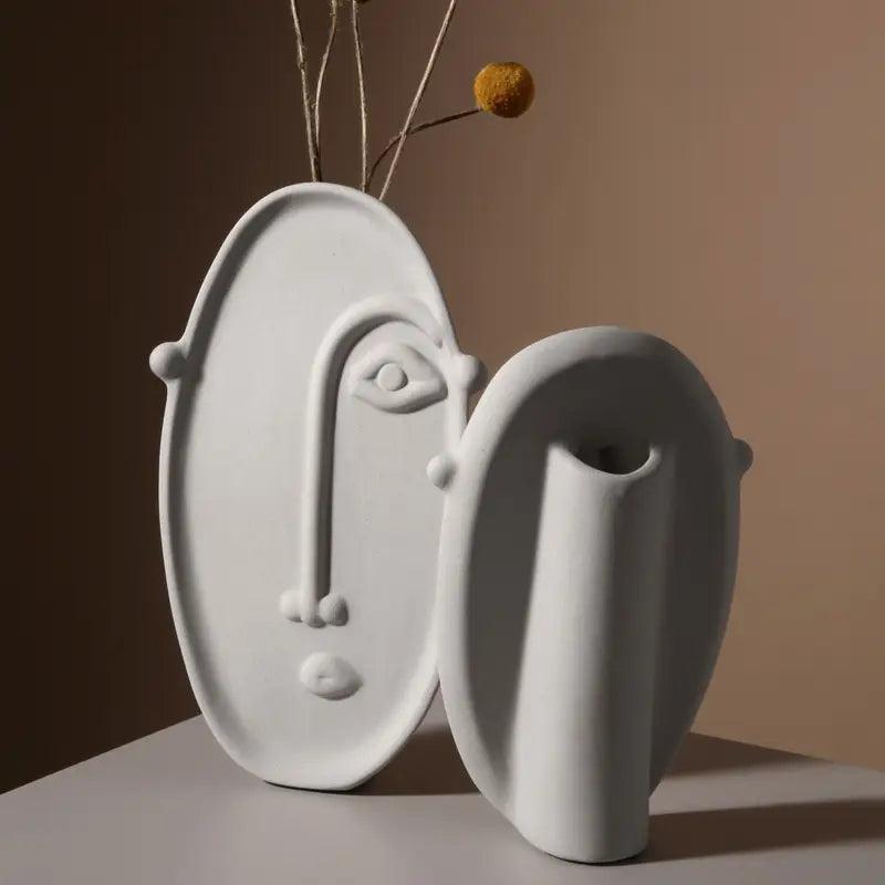 Ceramic Abstract Face Vase