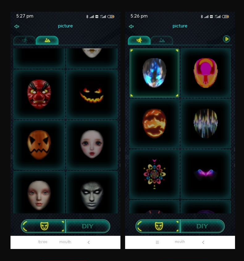 Rechargeable LED mask with changing face