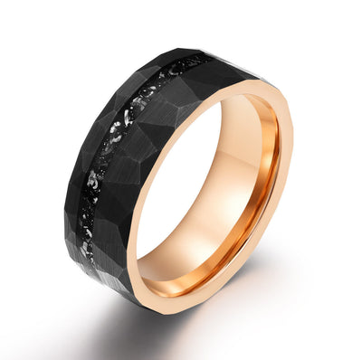 Anello in carburo di tungsteno con tormalina nera da 8mm - Ares