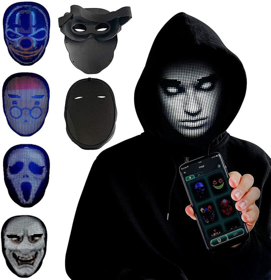 Rechargeable LED mask with changing face