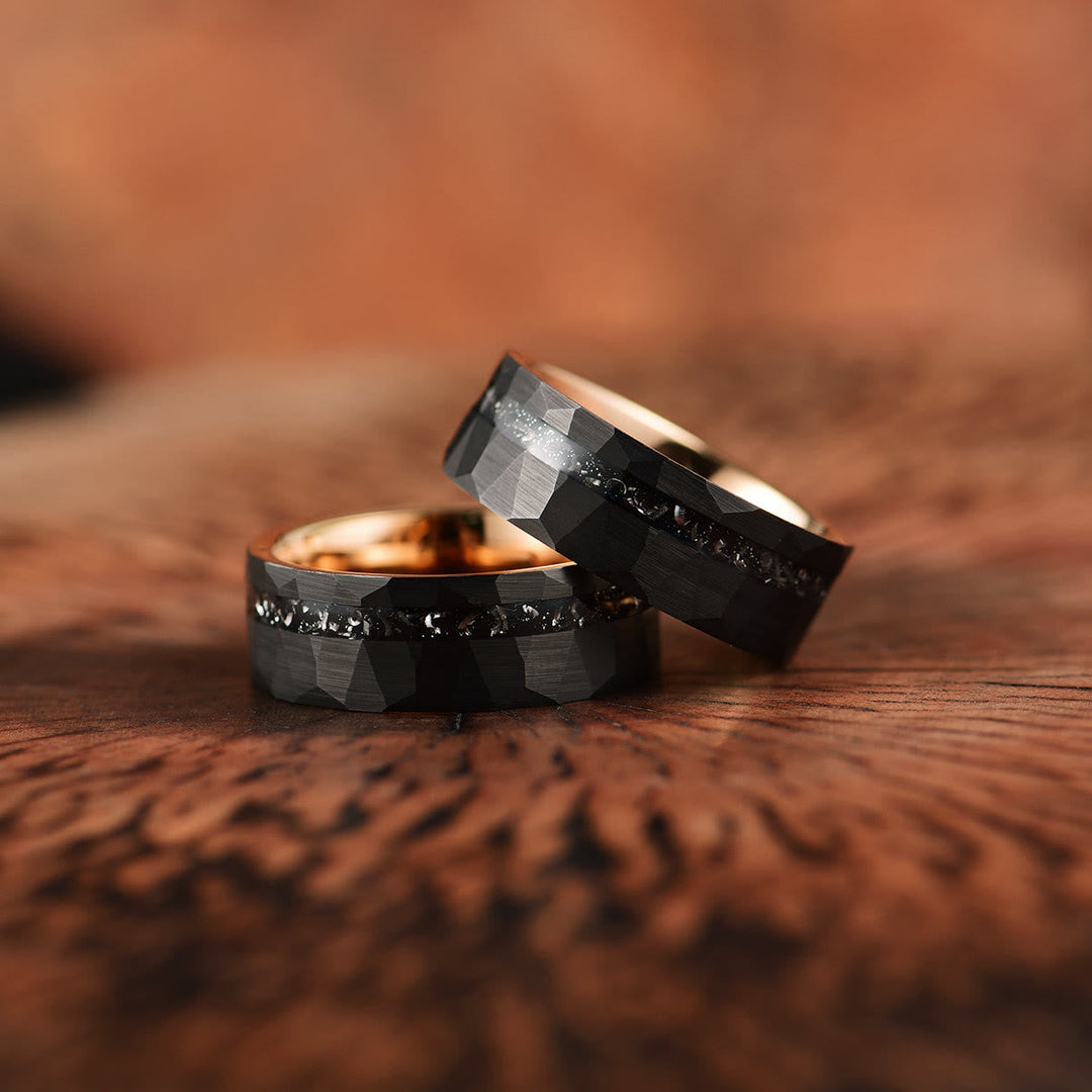 Bague en carbure de tungstène à tourmaline noire 8mm - Ares