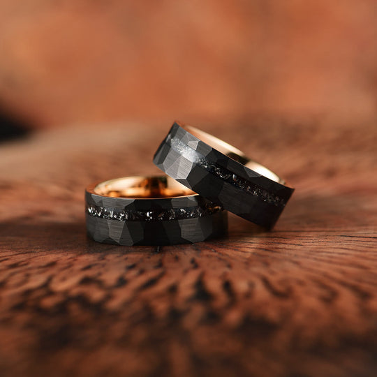 Bague en carbure de tungstène à tourmaline noire 8mm - Ares