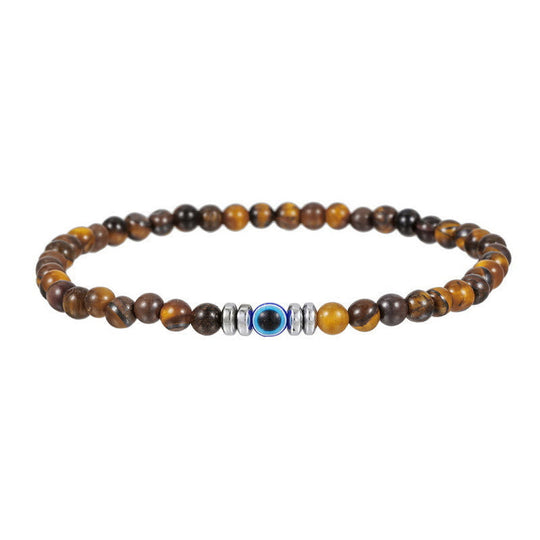 Braccialetto da uomo - Pietra naturale da 4mm con perla Occhio Maligno