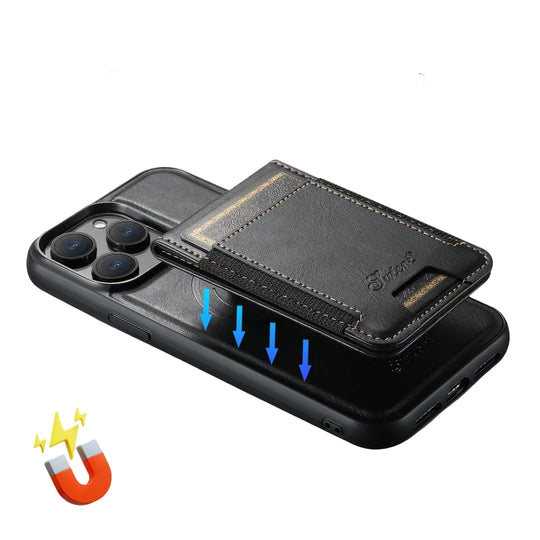 Leather case for iPhone with card slot: Magsafe, wireless charging (compatible with Magsafe)