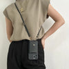 Leren Crossbody Telefoonhoesje met Sleutelkoord en Kaarthouder