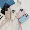 Leren Crossbody Telefoonhoesje met Sleutelkoord en Kaarthouder