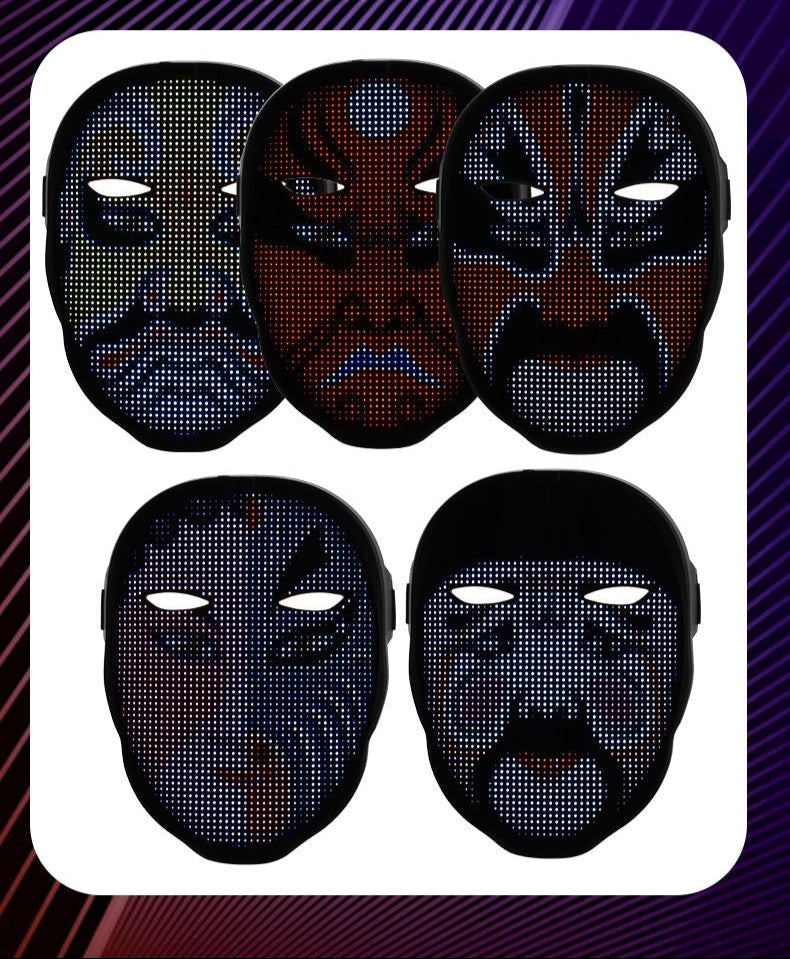 Rechargeable LED mask with changing face