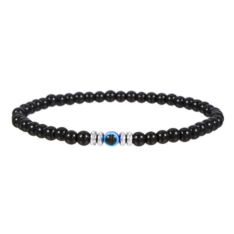 Braccialetto da uomo - Pietra naturale da 4mm con perla Occhio Maligno