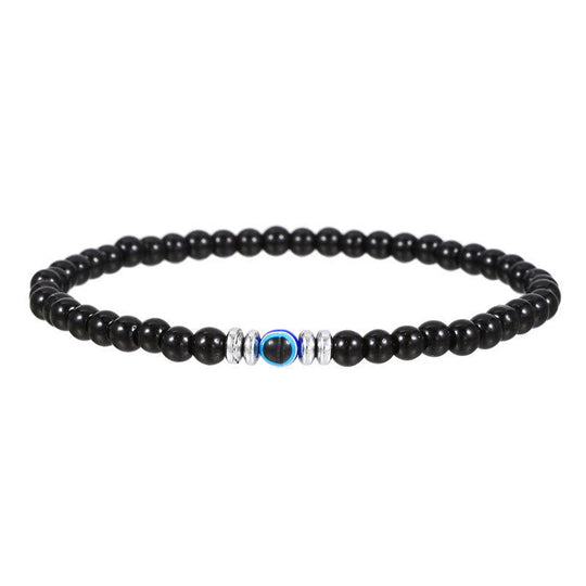 Braccialetto da uomo - Pietra naturale da 4mm con perla Occhio Maligno