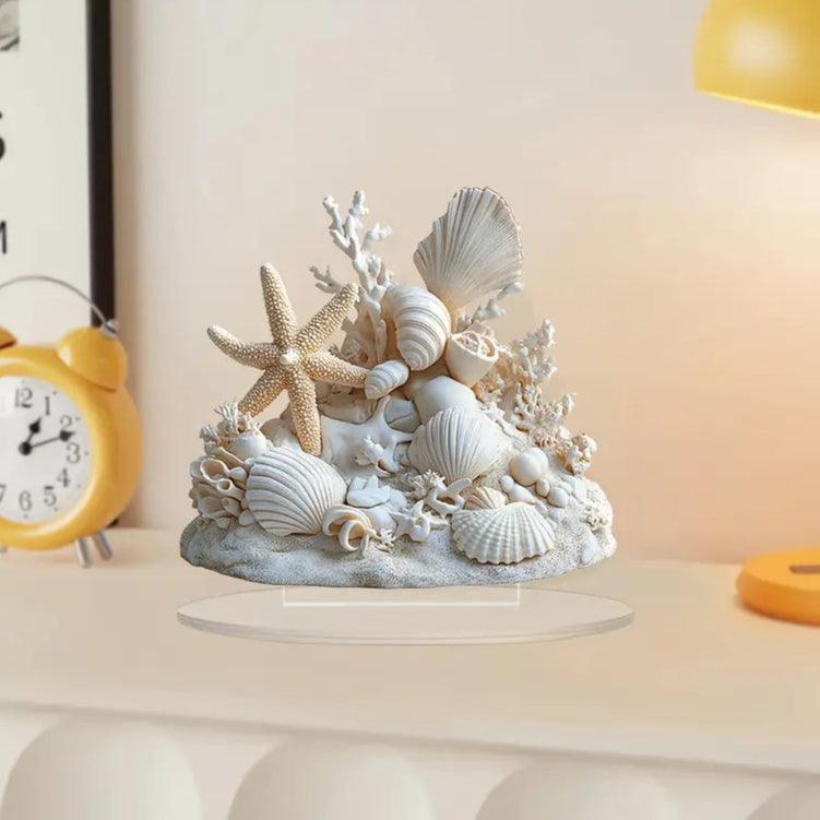 Coastal-Themed Acrylic Table Decoration with Starfish