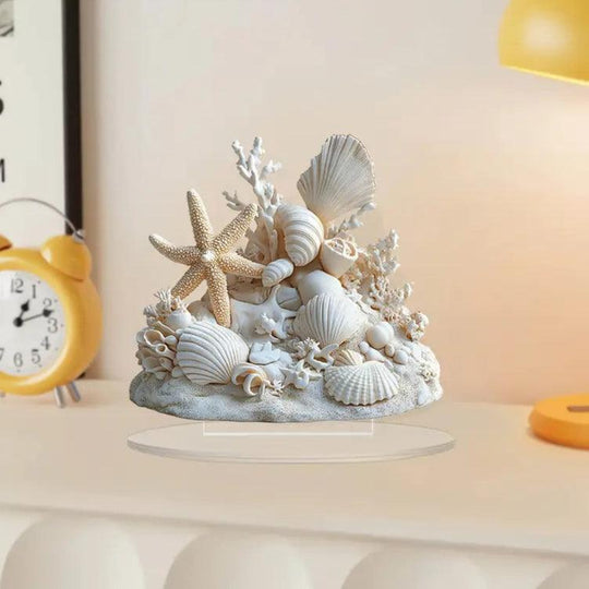 Coastal-Themed Acrylic Table Decoration with Starfish