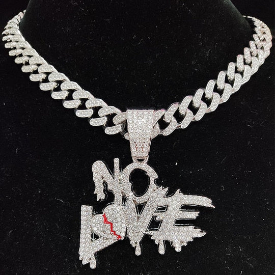Sterling Mystique | Catene cubane hip hop NO LOVE Ketting