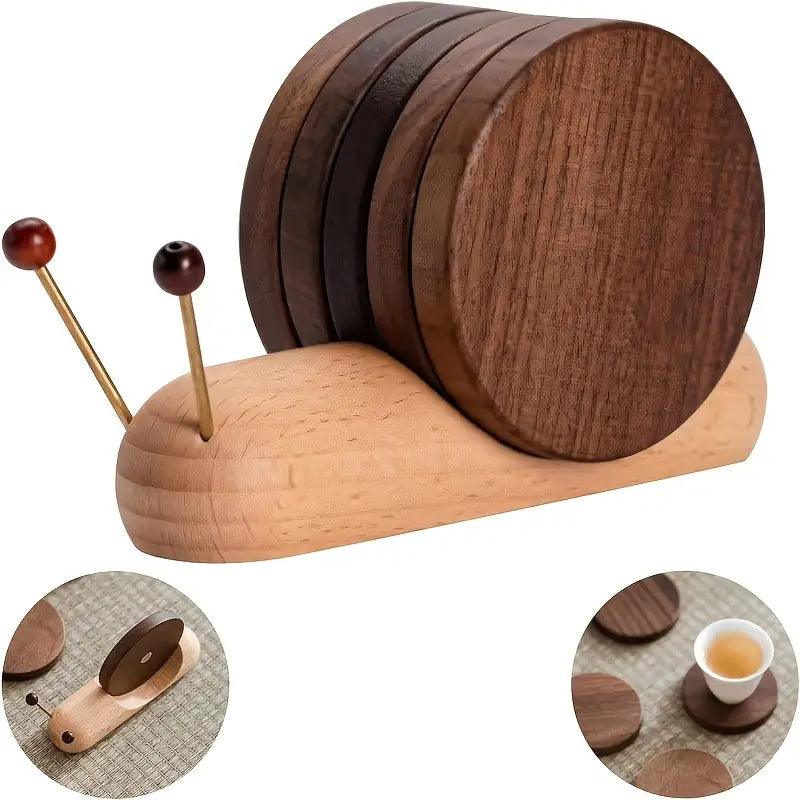 Set di 3 Sottobicchieri Naturali in Legno a Forma di Albero