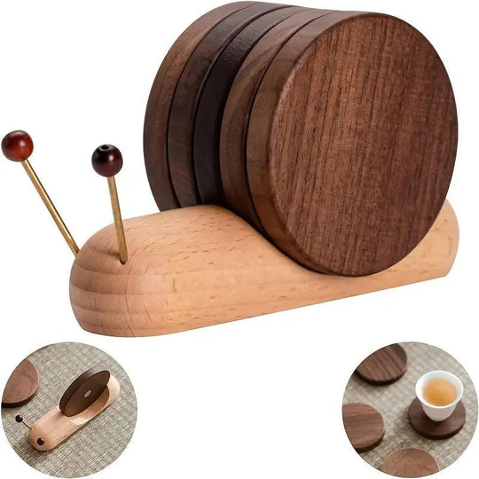 Set di 3 Sottobicchieri Naturali in Legno a Forma di Albero