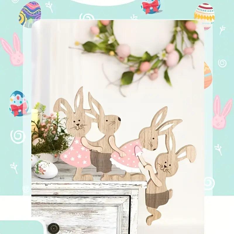 Paashaas Deurkozijn Decoratie | Handgeschilderd Houten Konijn