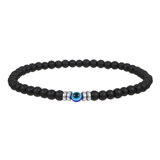 Braccialetto da uomo - Pietra naturale da 4mm con perla Occhio Maligno