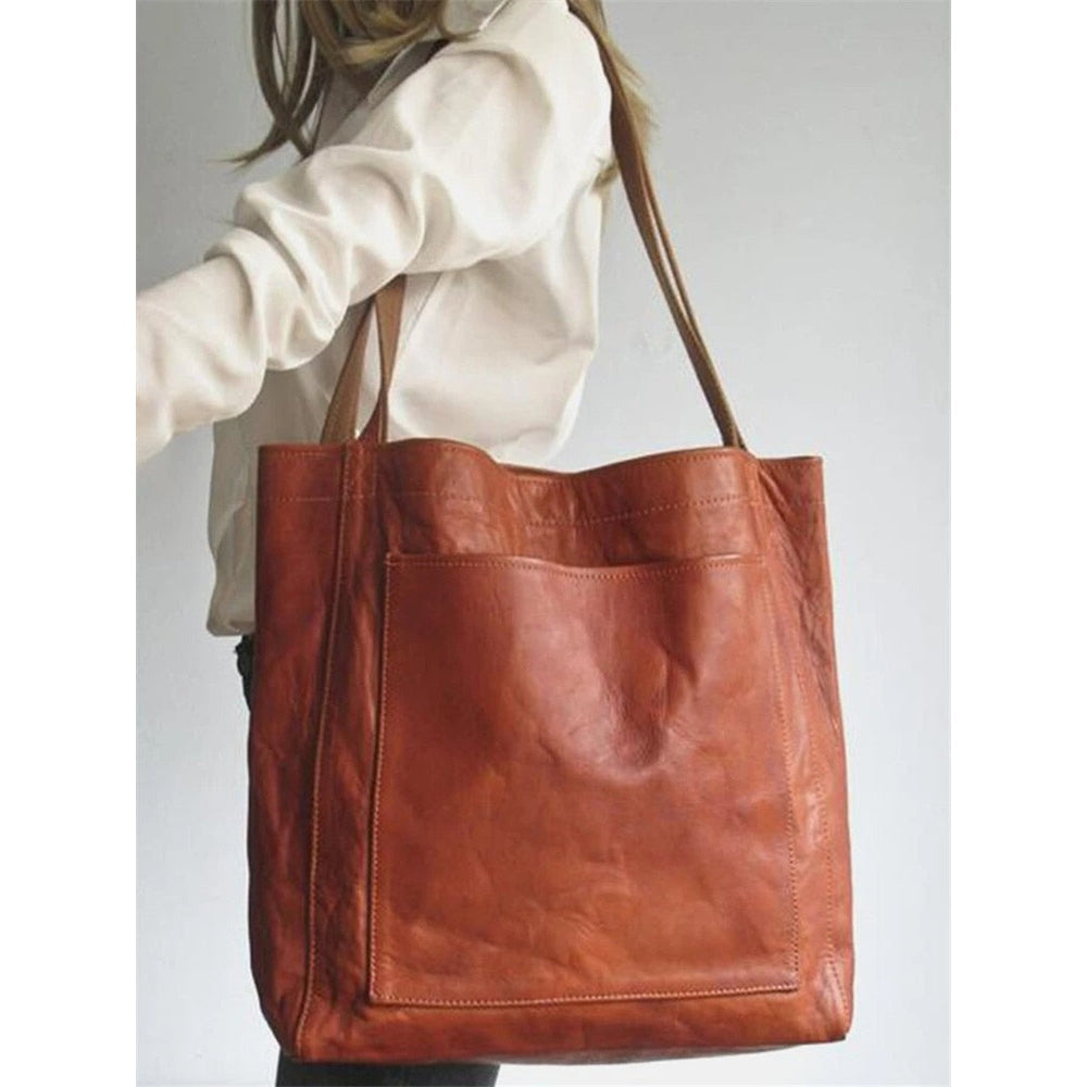 Women's large bag solid color shoulder bag
