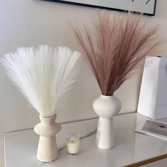 Set di 20 Erba Pampas Finta Rustica | Riempitivo per Vaso Stile Bohemien