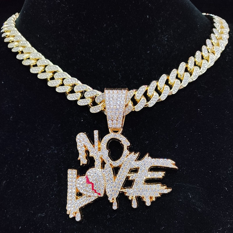 Sterling Mystique | Catene cubane hip hop NO LOVE Ketting
