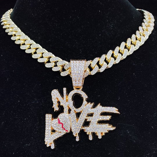 Sterling Mystique | Catene cubane hip hop NO LOVE Ketting