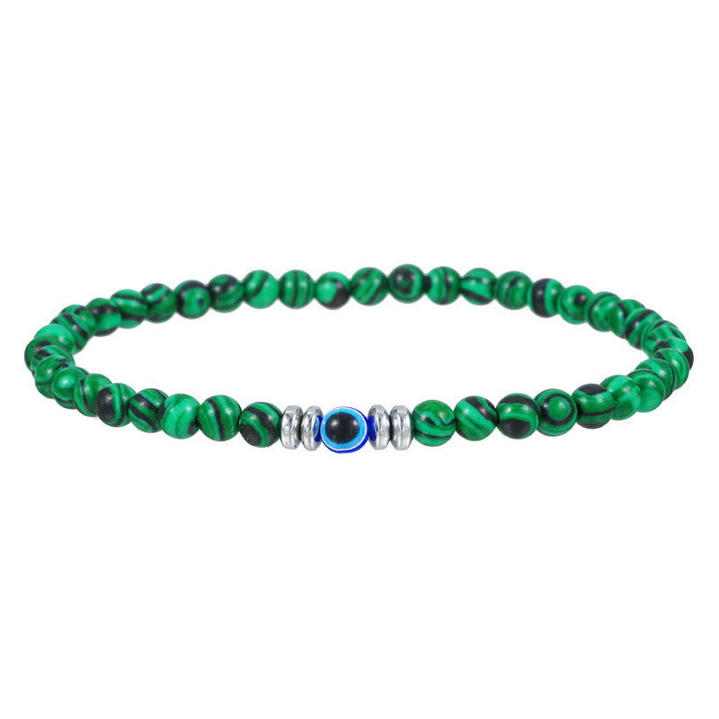 Braccialetto da uomo - Pietra naturale da 4mm con perla Occhio Maligno