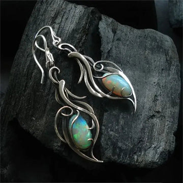 Vintage Earrings of Blue Opal in Sterling Silver