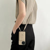 Leren Crossbody Telefoonhoesje met Sleutelkoord en Kaarthouder