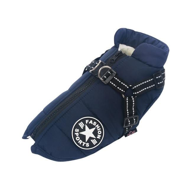 Waterproof dog winter jacket with harness