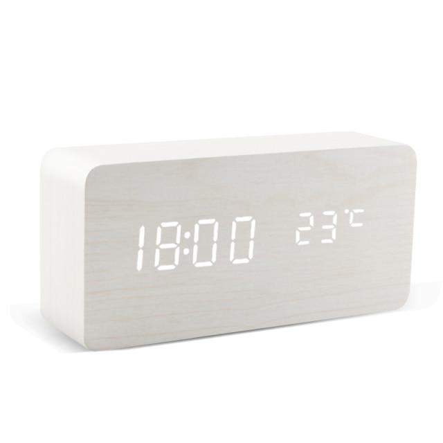 Houten minimalistische LED wekker