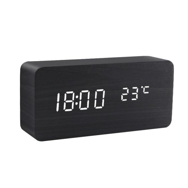 Houten minimalistische LED wekker