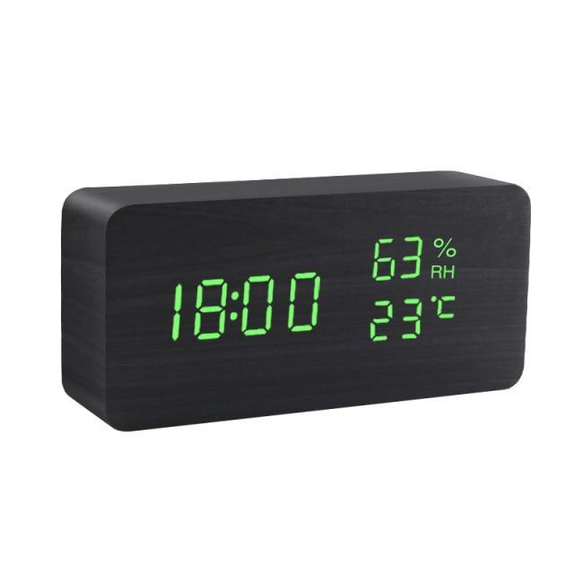 Houten minimalistische LED wekker