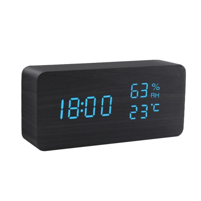 Houten minimalistische LED wekker