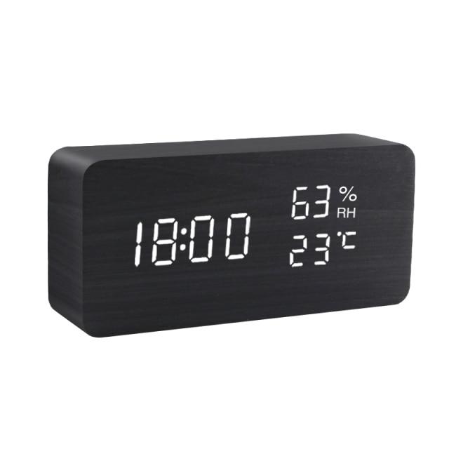 Houten minimalistische LED wekker
