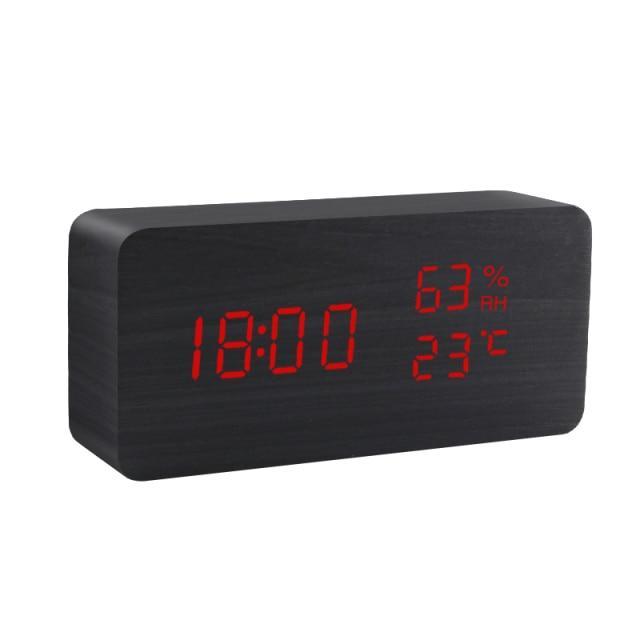 Houten minimalistische LED wekker