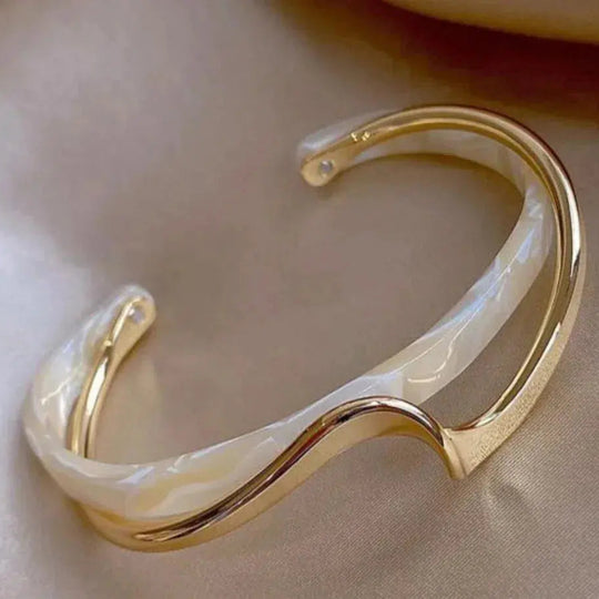 Witte Opaal Elegante Bracciale Dorato